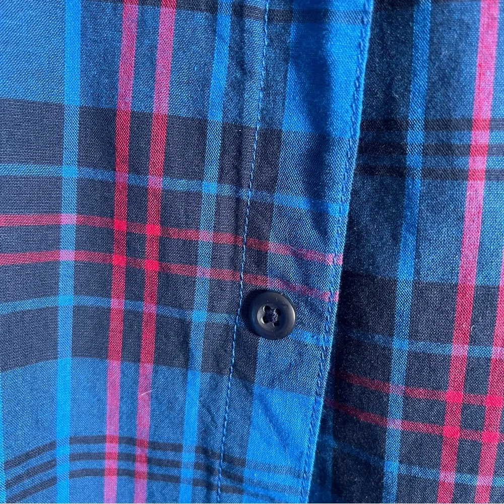 The Children’s Place Boys Plaid Poplin Button-Down Shirt – Blue (XXL / 16)